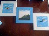 Trio quadros apliques e pintura especial