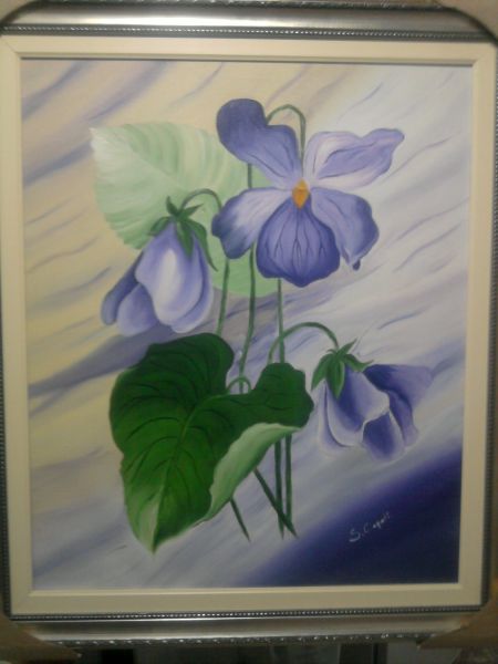 Pintura óleo sobre tela Violetas