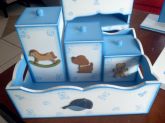 Kit bandeja com trio potes com apliques e pintura especial
