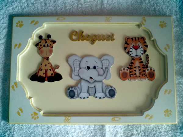 Quadro Porta de Maternidade Animais Zoo