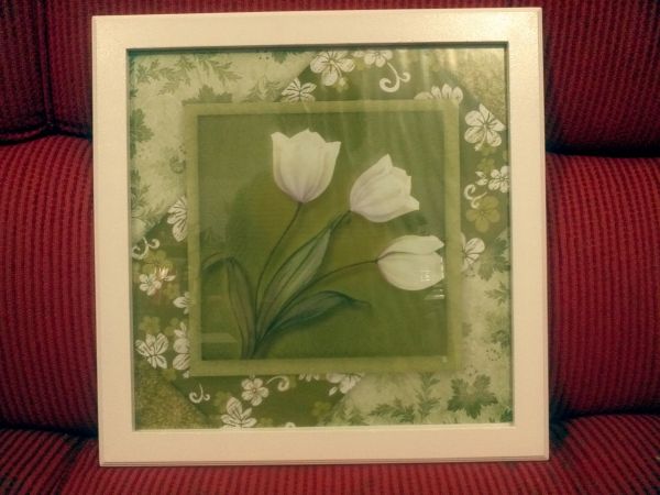 Quadro floral Verde e Branco