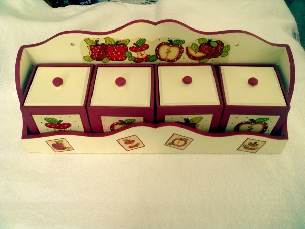 Porta Condimentos com Decoupagem Maçãs