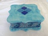 Porta Jóias Azul com decoupagem e pastilhas