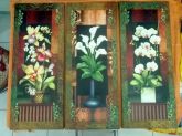 Trio Quadros Florais com decoupagem e apliques